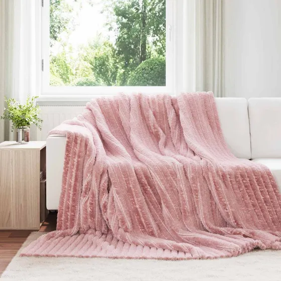 vidaXL Lyserød Fleece Plaid 270 x 240 cm