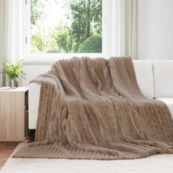 vidaXL Kastetæpper 6 stk Camel 240 x 220 cm Fleece
