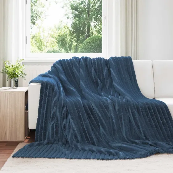 vidaXL Kastetæpper 6 stk, Mørkeblå, 240 x 220 cm, Fleece