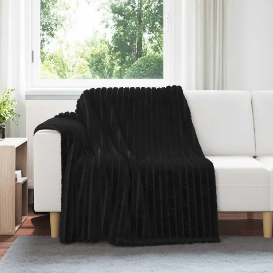 vidaXL Kastetæpper 6 stk, Sort, 200 x 150 cm, Fleece