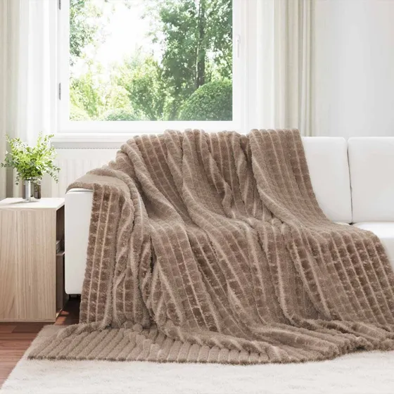 vidaXL Camel Fleece Kastetæppe 270 x 240 cm