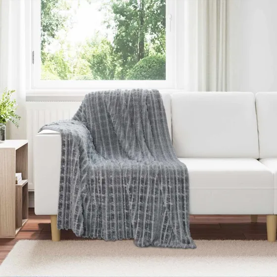 vidaXL Mørkegrå Fleece Throw tæppe 150 x 130 cm