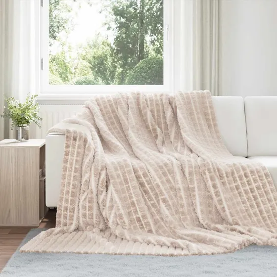vidaXL Kastetæpper 6 stk Beige 240 x 220 cm Fleece