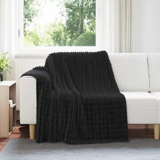 vidaXL Kastetæpper 6 stk, Sort, 200 x 150 cm, Fleece