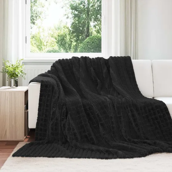 vidaXL Kastetæpper 6 stk, Sort, 240 x 220 cm, Fleece