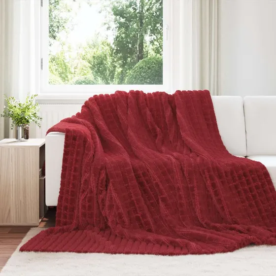 vidaXL Kastetæpper 6 stk, Bordeaux Rød, 270 x 240 cm, Fleece