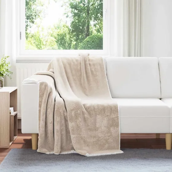 vidaXL Beige Fleece Kastetæppe 130 x 150 cm