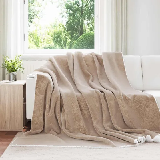 vidaXL Camel Fleece Kastetæppe 240 x 270 cm