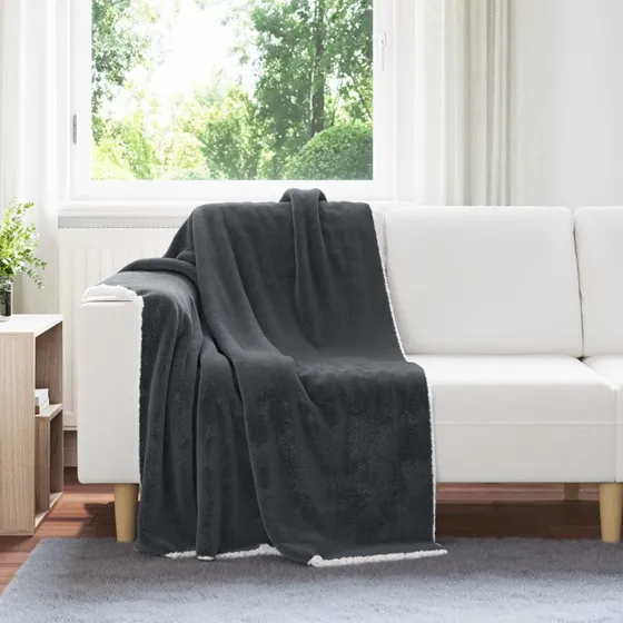 vidaXL Mørkegrå Fleece Kastetæppe 130 x 150 cm