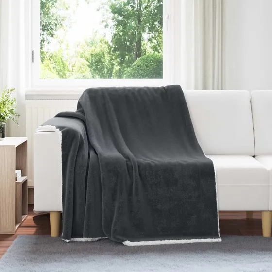 vidaXL Mørkegrå Fleece Kastetæppe 150 x 200 cm