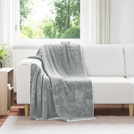 vidaXL Grå Fleece Kastetæppe 130 x 150 cm