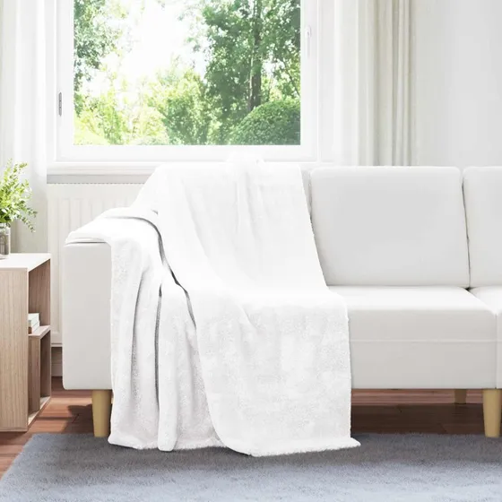 vidaXL Hvid Fleece Kastetæppe 130 x 150 cm