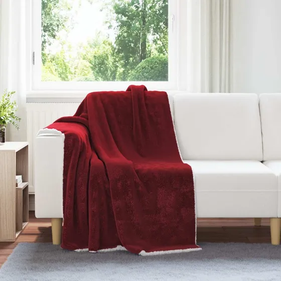 vidaXL Throw tæppe Bordeaux Rød 130 x 150 cm Fleece