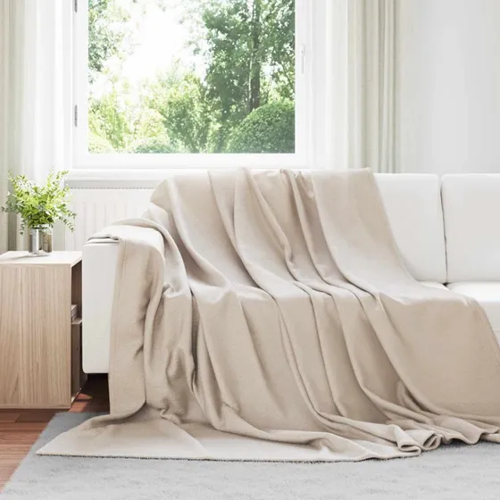 vidaXL Beige Fleece Plaid 240 x 220 cm