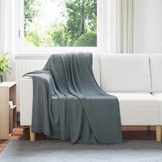 vidaXL Mørkegrå Fleece-Plaid 170 x 130 cm