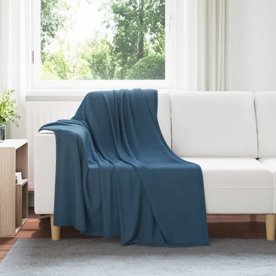vidaXL Mørkeblå Fleece Plaid 170 x 130 cm