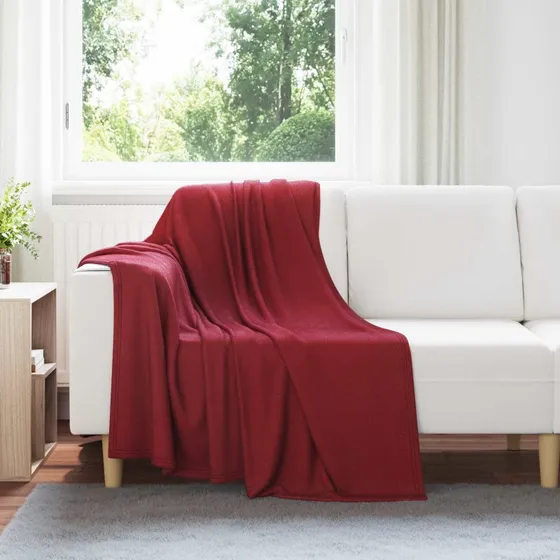 vidaXL Bordeaux Rød Fleece Plaid 170 x 130 cm