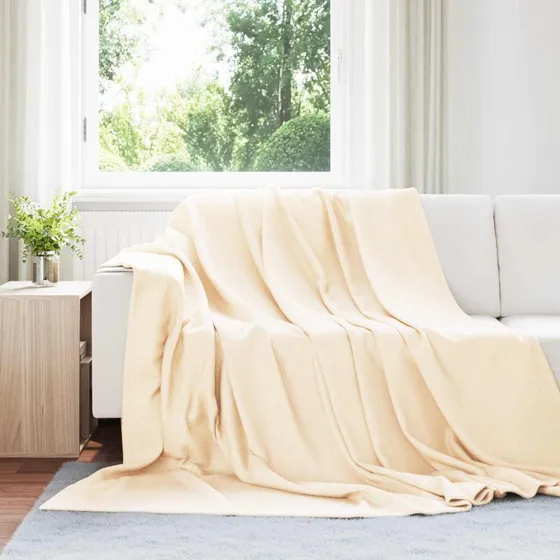 vidaXL Creme Fleece Plaid 240 x 220 cm