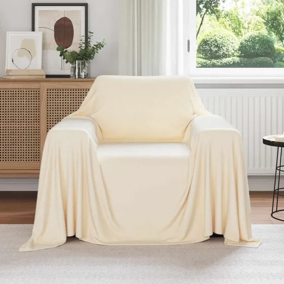 vidaXL Creme Fleece Kastetæppe 210 x 140 cm