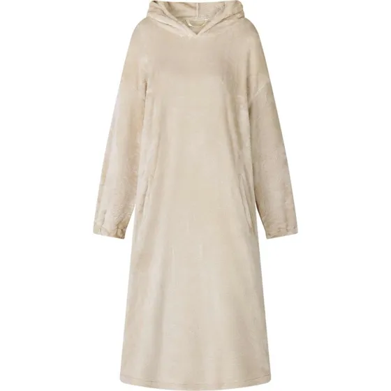 vidaXL Tæppe-hoodie Beige L, Flannel