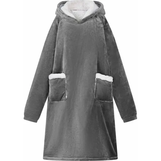 vidaXL Tæppe-hoodie Mørkegrå M (Fleece & Flannel)