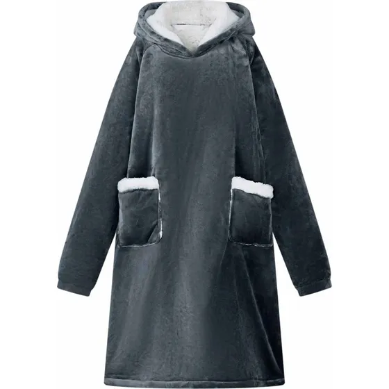 vidaXL Tæppe-hoodie Mørkeblå M, Fleece og Flannel