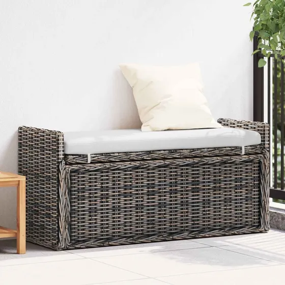 vidaXL Opbevaringsbænk med pude, sort, 110 x 40 x 50 cm