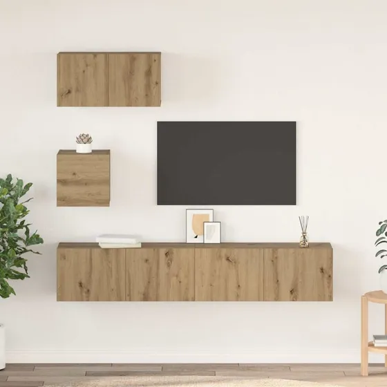vidaXL TV-møbelsæt Vægmonteret 3 pcs Artisan Egetræ