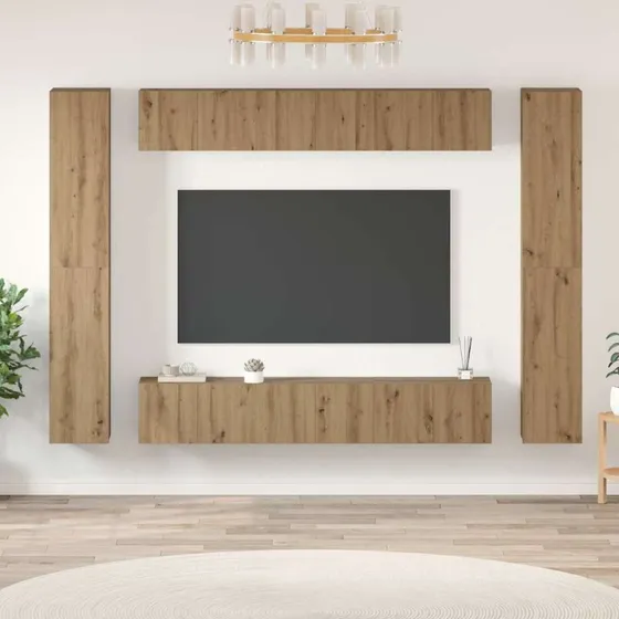 vidaXL TV-møbelsæt Artisan Egetræ 10 stk, 30,5 x 30 x 90 cm