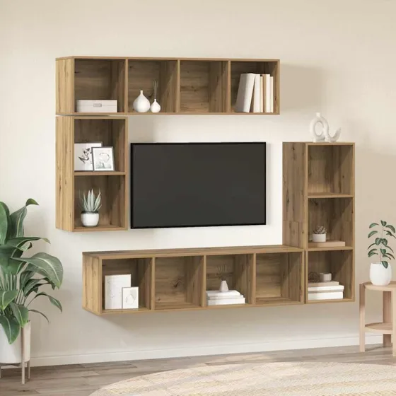 vidaXL Artisan Egetræ TV-møbelsæt 4 pcs, Vægmonteret, 37 x 37 x 142,5 cm