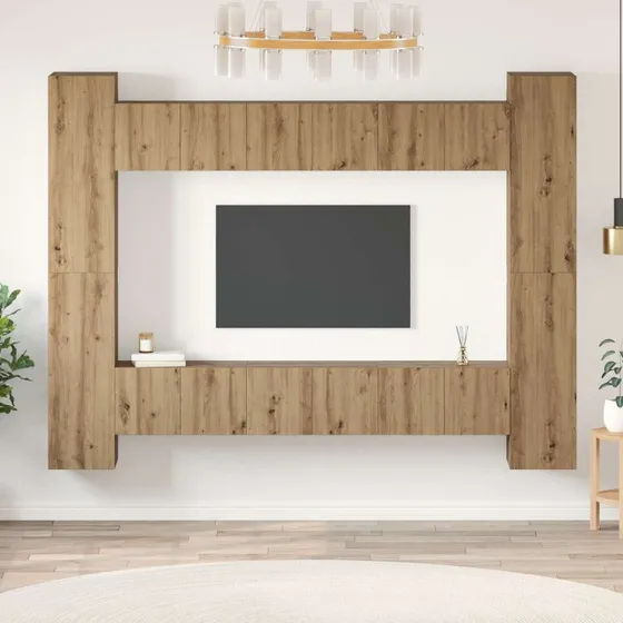 vidaXL TV-møbelsæt Vægmonteret 10 pcs Artisan Egetræ 30,5 x 30 x 90 cm