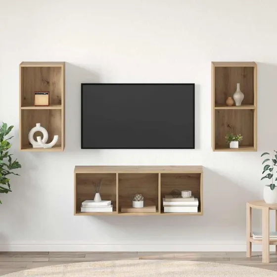 vidaXL Artisan Egetræ TV-møbelsæt 37x37x107 cm