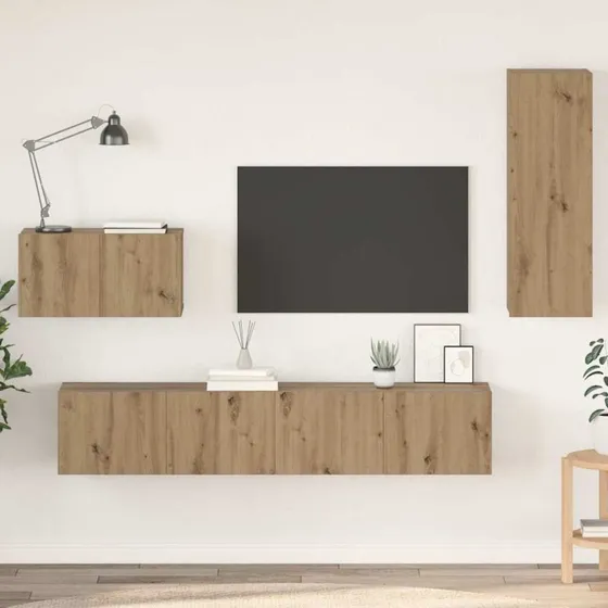 vidaXL Væg TV Skab 4 pcs Artisan Egetræ 200x30x30 cm