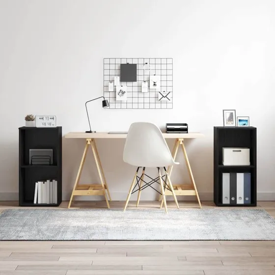 vidaXL TV-møbelsæt 2 pcs Sort eg Konstrueret træ 37 x 35 x 72 cm
