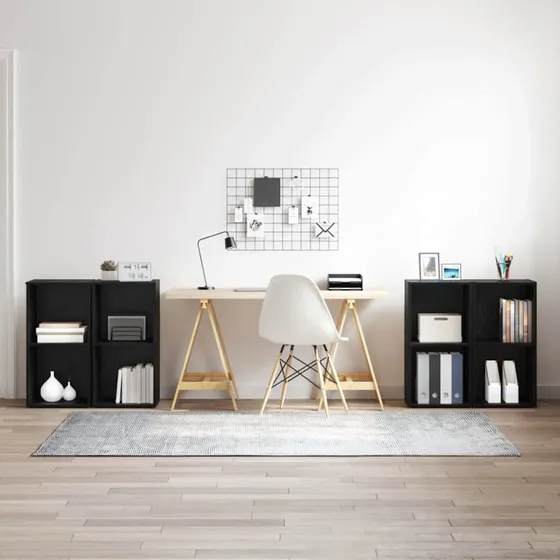 vidaXL TV-møbelsæt 4 stk, Sort, 37 x 37 x 72 cm, Konstrueret træ