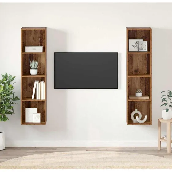 vidaXL TV-møbelsæt 2 stk, Brun, 37 x 37 x 142,5 cm, Konstrueret træ