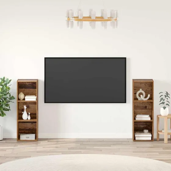 vidaXL TV-møbelsæt 2 stk, gammelt træ, 107 x 35 x 37 cm, konstrueret træ