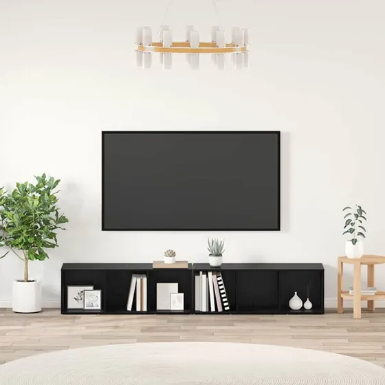 vidaXL TV-møbelsæt 2-tæl 37x35x107 cm Sort eg konstrueret træ