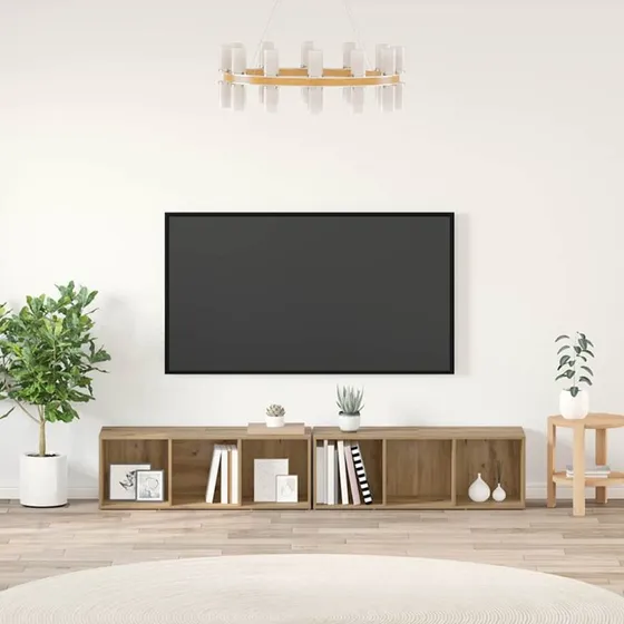 vidaXL Artisan Egetræ Vægmonteret TV-møbelsæt 37 x 35 x 107 cm