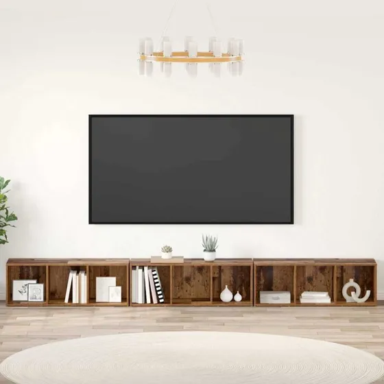 vidaXL TV-møbelsæt 3 stk Gammelt træ 37 x 35 x 107 cm