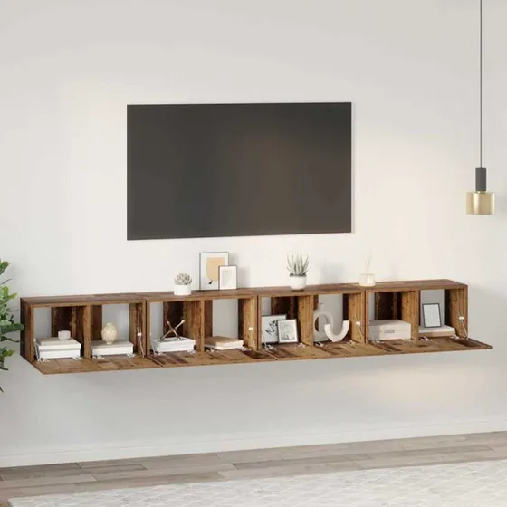 vidaXL TV-møbelsæt 4 stk, gammelt træ, 60 x 30 x 30 cm