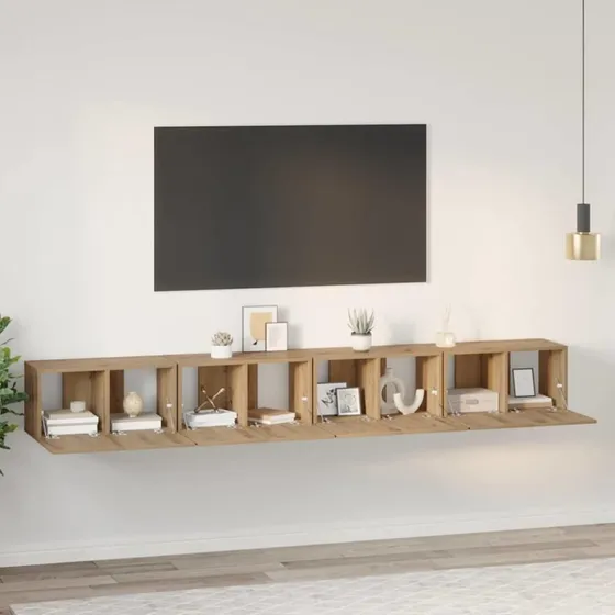 vidaXL Artisan Egetræ TV-møbelsæt 60 x 30 x 30 cm, vægmonteret