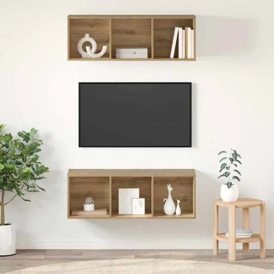 vidaXL Vægmonteret TV-møbelsæt Artisan Egetræ 37 x 37 x 107 cm