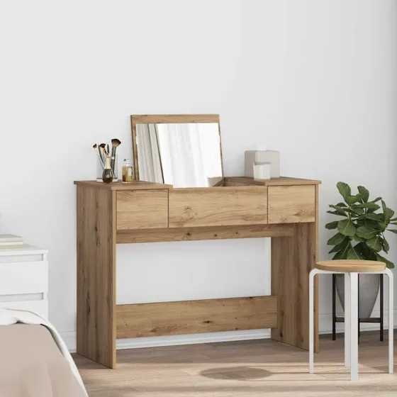vidaXL Kosmetikbord med skuffe, 100 x 45 x 76 cm, konstrueret træ