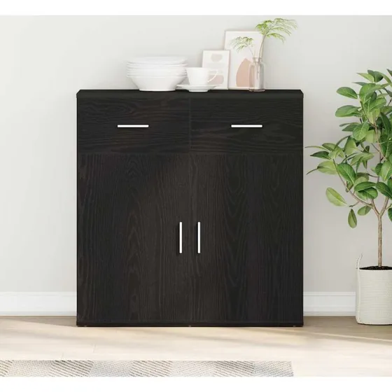 vidaXL Sideboard med skuffe, Sort, 78 x 38 x 80 cm, Konstrueret træ