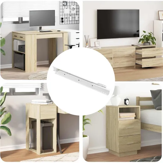 vidaXL Skuffeskinne 12 stk, Hvid, 300 mm, Stål