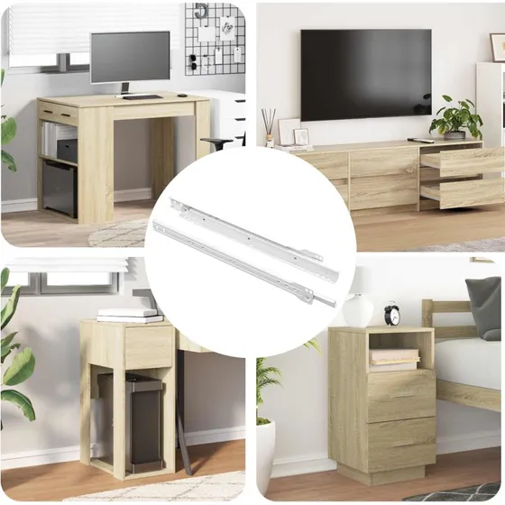vidaXL Skuffeskinne 2 stk Hvid 350 mm Stål