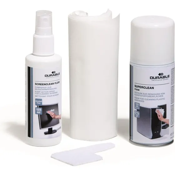 SUPERCLEAN Rensesæt PC - skum, spray, 10 fnugfri klude & tastaturrens