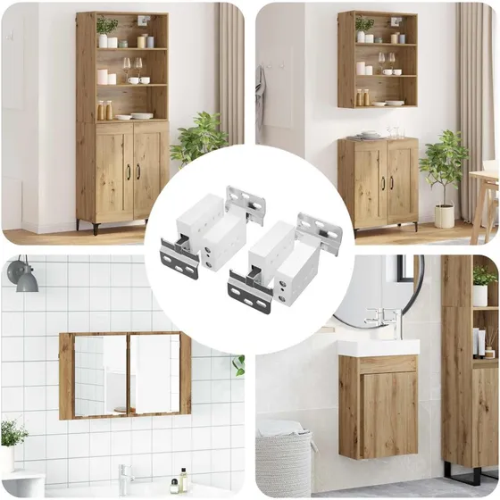 vidaXL Kabinet hængende beslag 2 stk Hvid 70 x 48 x 19 mm
