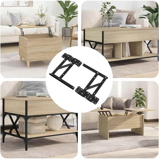 vidaXL Sengehejs mekanisme 2 stk, Sort, 340 x 95 x 40 mm, Jern